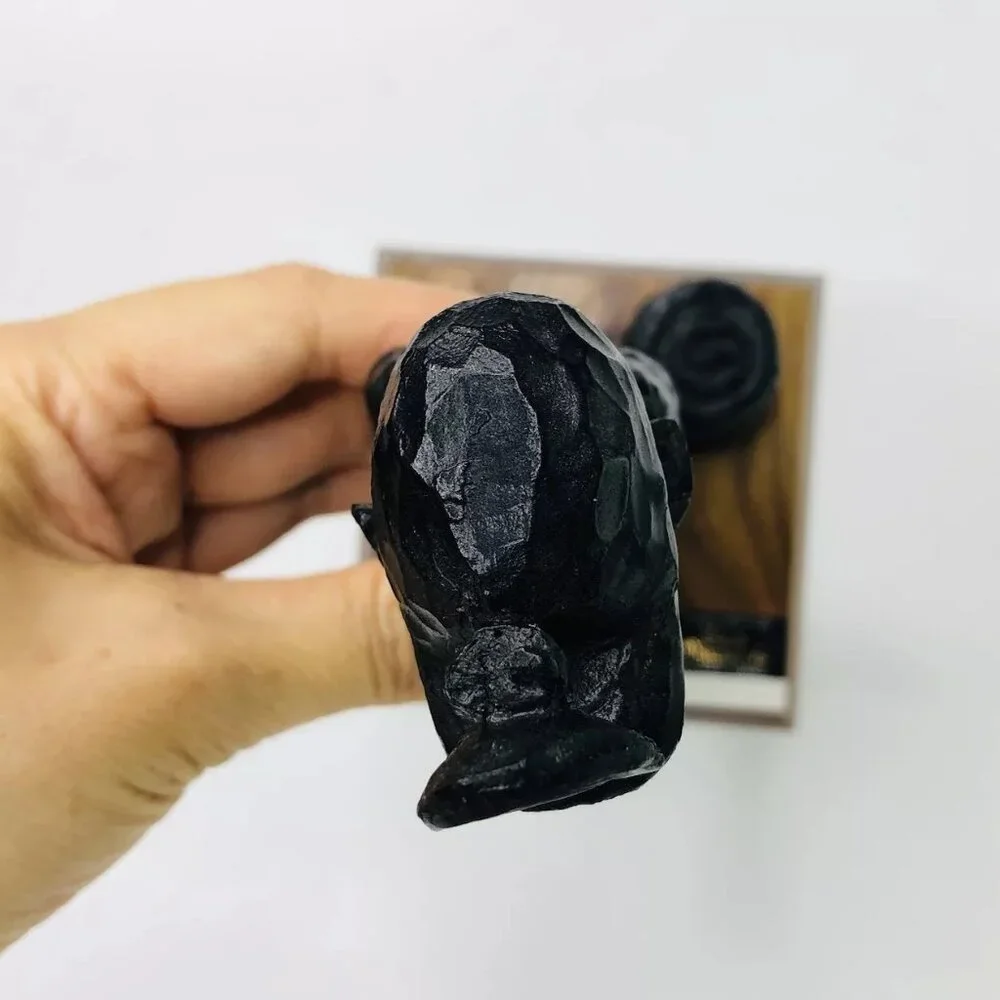 Vtg Carved Coal Underground Miner Black Diamonds 8.5" Man Statue Figurine Wood - Picture 8 of 8